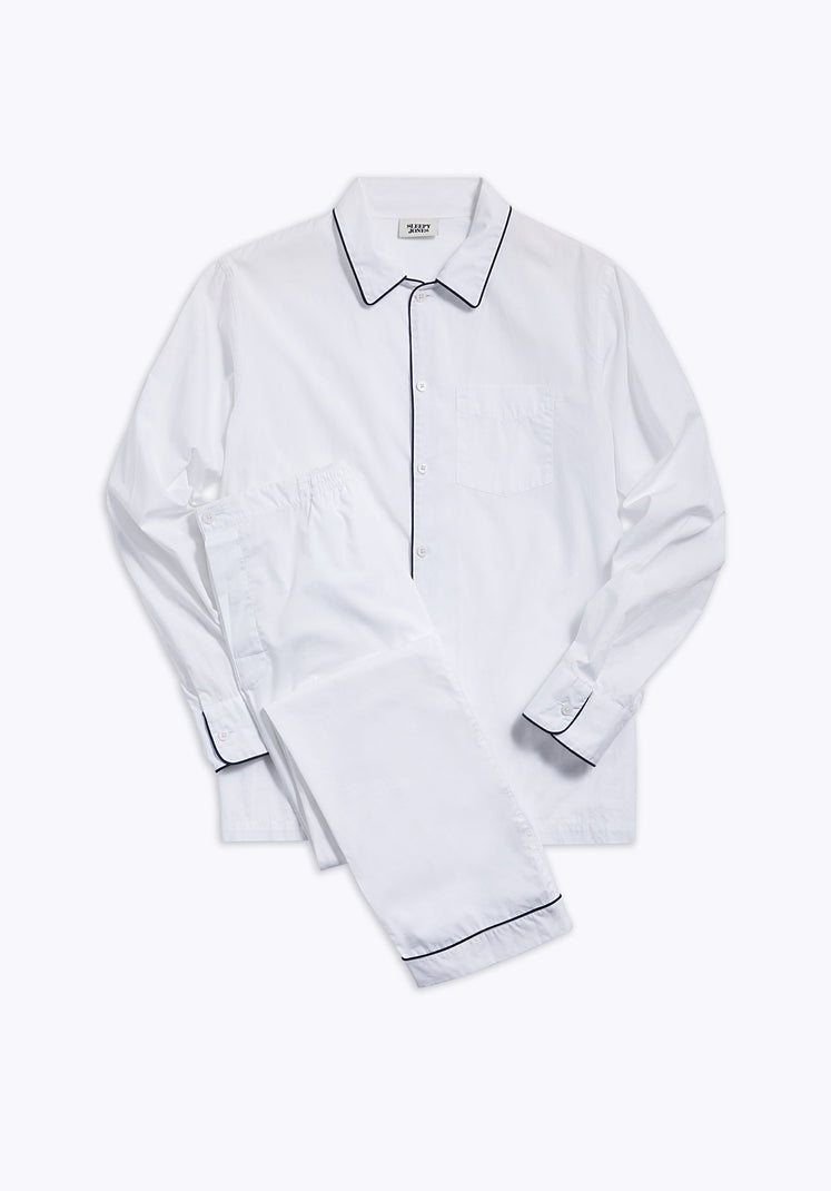 SLEEPY JONES | Henry Pajama Set in White Poplin - [product-type]